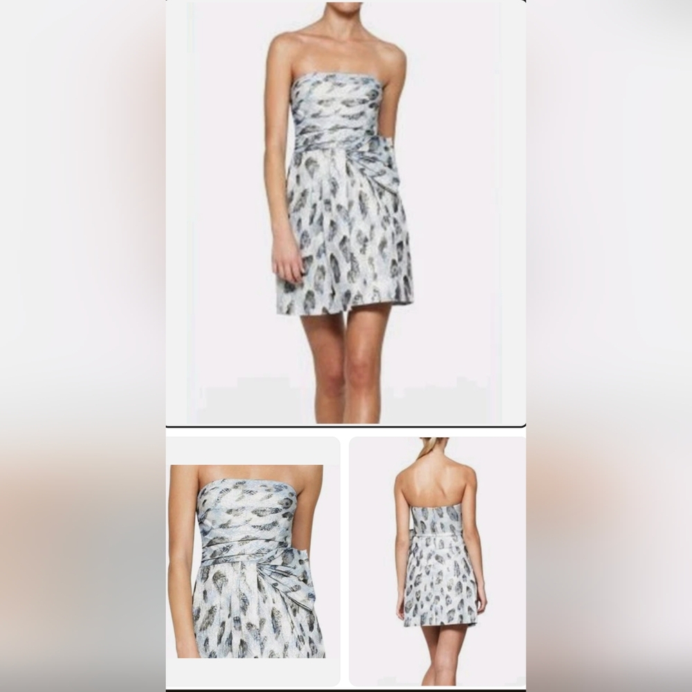 BCBGMaxAzria Strapless Dress with Feather Pattern